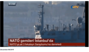Kadr z reoprtażu NTV (turecka telewizja), na któym widać postać rosyjskiego żołnierza z wyrzutnią rakiet gotową do wystrzału.