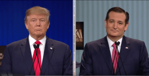 Donald Trump i Ted Cruz podczas debaty /youtube.com