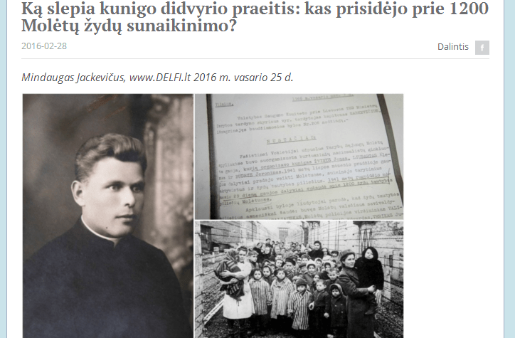 Zrzut ekranu ze strony internetowej diaspory żydowskiej na Litwie.