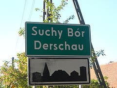 Dwujęzyczna nazwa miejscowości w Derschau (opolskie) / wikipedia commons